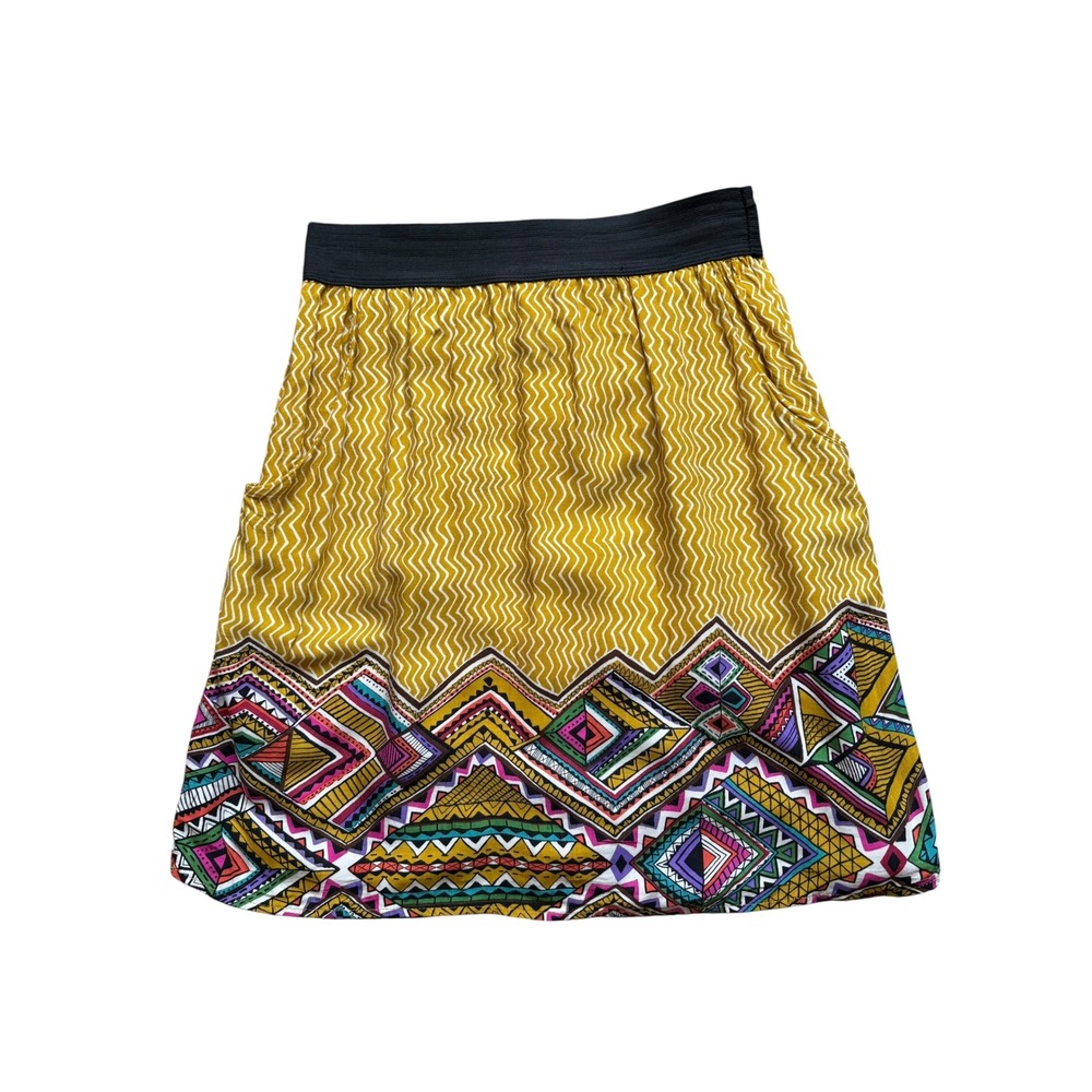 Moonlight Imports Skirt S Boho Tribal‎ Geometric Print Yellow Multicolor USA